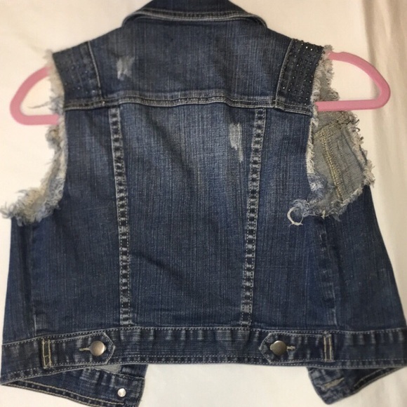 Cropped blue denim vest - Picture 2 of 2